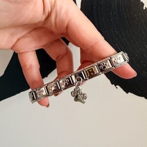 Personalized Paw Print Italian Charm Bracelet – Dog Lover Memorial Charm